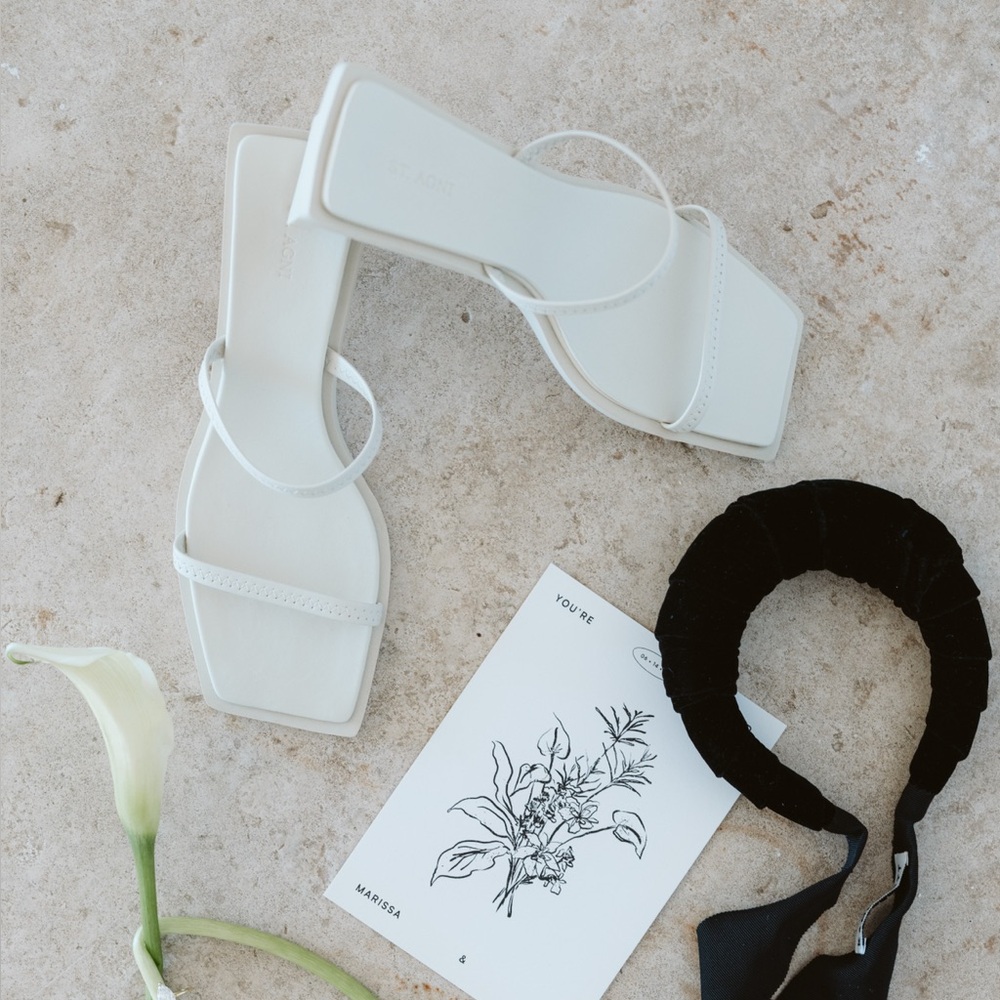 St. Agni Off-White Strappy Heels